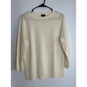 Talbot's 100% Pure Cashmere 3/4 Sleeve Sweater Cream Size Large